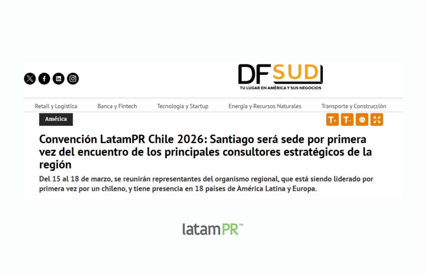 La Convención LATAMPR destacada en medios regionales